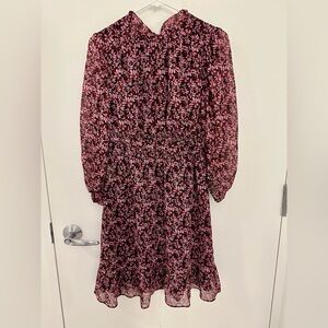 Donna Morgan Pink and Black Long Sleeve Floral Dress